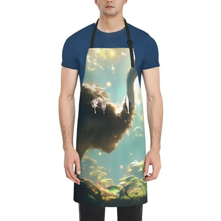 

Naloa Majestic Ostrich In Forest Apron Kitchen Aprons with Pockets for Women Men Chef