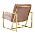 thumbnail image 3 of LeisureMod Montgomery Modern Velvet Pinstripe Design Accent Armchair With Gold Frame in Pink, 3 of 7