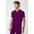 thumbnail image 4 of Cherokee Infinity Men's Partial Zip V-Neck Scrub Top with 3 Pockets Rib-Knit Side Panels IN702A, S, Wine, 4 of 7