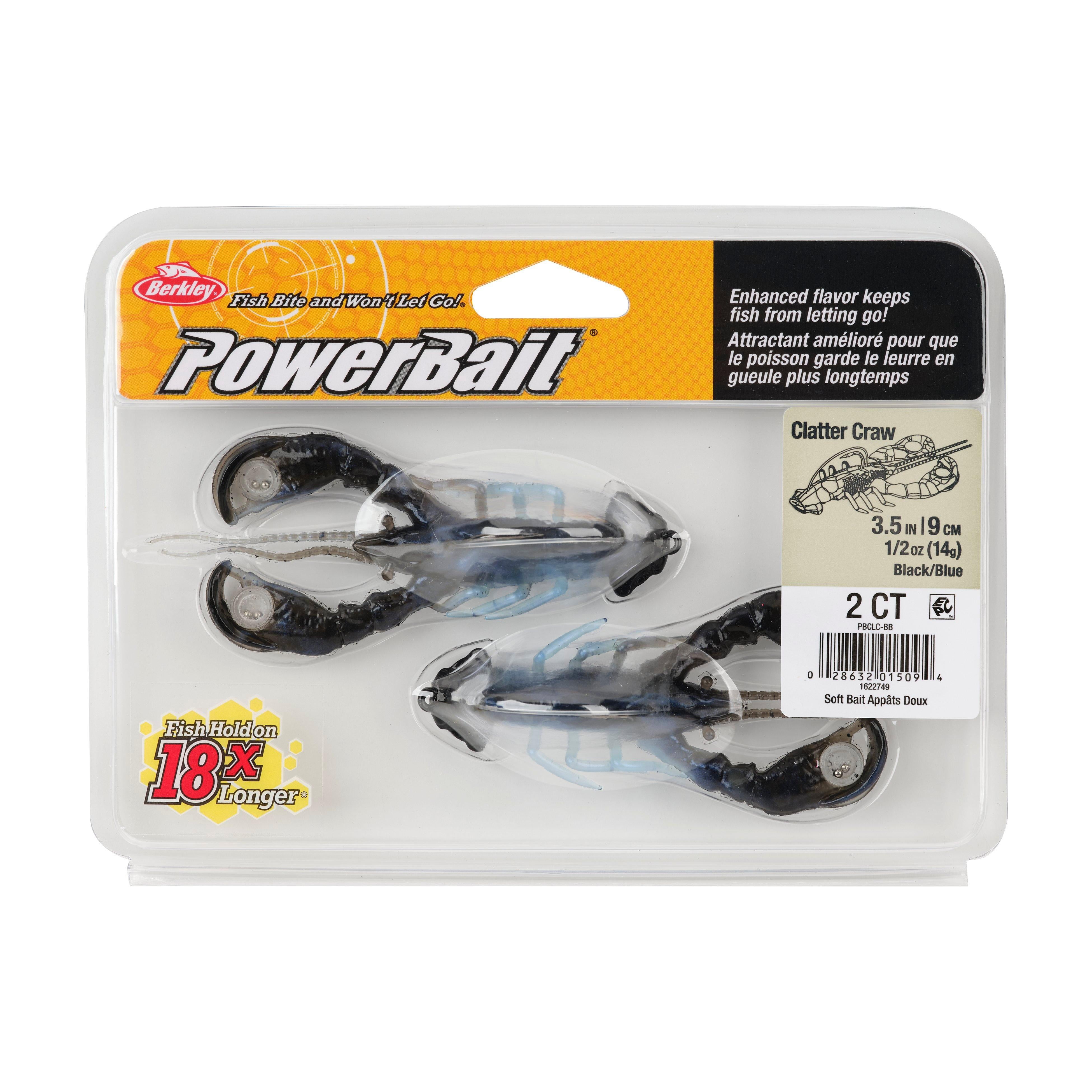 Berkley PowerBait® Clatter Craw, 3.5 in, Black/Blue