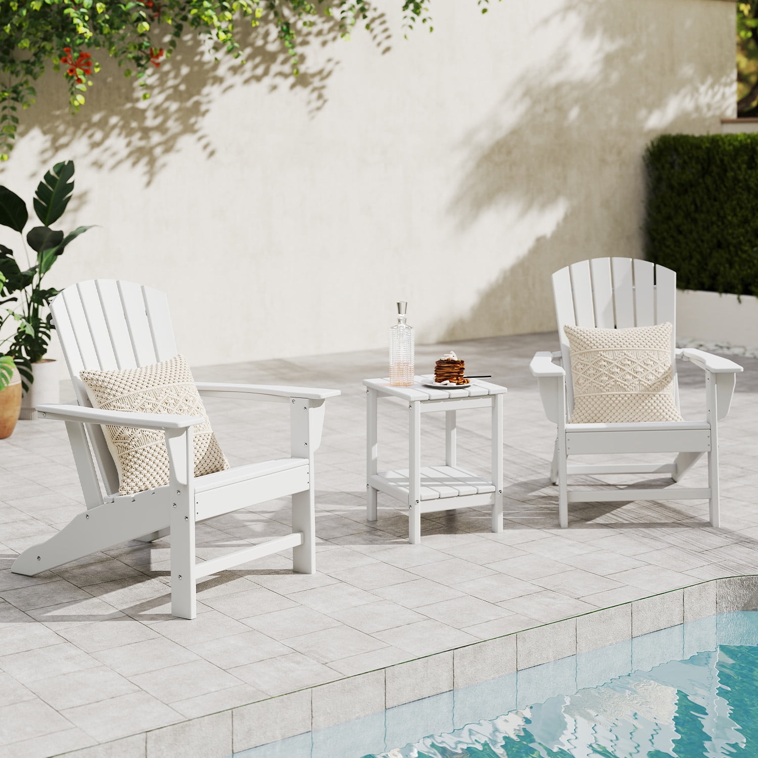 PIPOPA Outdoor Adirondack Chair, HDPE All Weather Patio Chair for Deck Backyard Garden, White