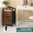 thumbnail image 4 of Night Stand with Charging Station, LED Nightstand with USB Ports and Outlets, End Table with Fabric Drawers and Storage Shelf, Small Bedside Tables for Bedroom Living Room, Brown, 4 of 8