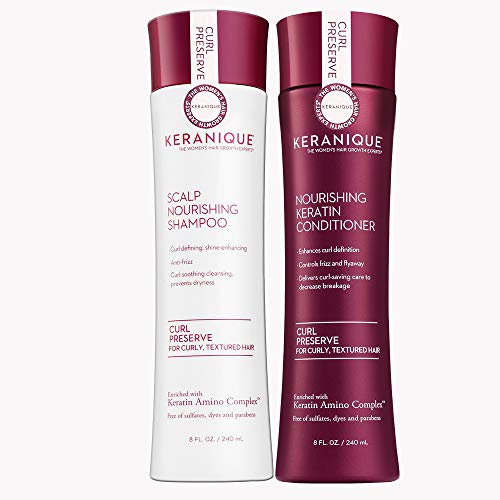 Keranique Curl Preserve Shampoo and Conditioner Duo Set for Curly