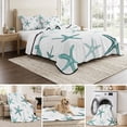 thumbnail image 6 of Quilts Full Size, Teal Starfish Coastal Soft Comforter Bedding Set for Bed, Summer Beach Ocean Lightweight Quilted Bedspread with Pillow Cover(2 Pieces) for All Season, 78x90 Inch, 6 of 9