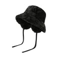 thumbnail image 3 of Women's Fleece Lined Fisherman Hat, Winter Bucket Hat with Built-In Ear Coverage & Adjustable Chin Strap, Soft Velvet Hat for Cold Weather and Outdoor - Black, 3 of 3