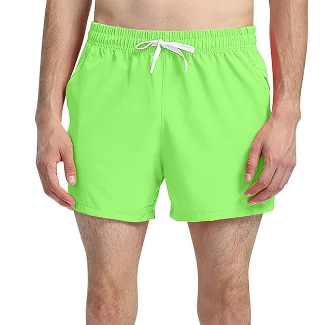 Mens Casual Solid Color Casual Drawstring Pockets Elastic Sports Shorts