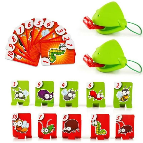 Chameleon Tongue Game, Fun Frog & Lizard Party Blower Masks with Insect Cardboard Included