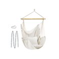 thumbnail image 1 of Songmics Large Hammock Swing Chair with 2 Pillows, 330 lb Capacity, Beige, 1 of 6