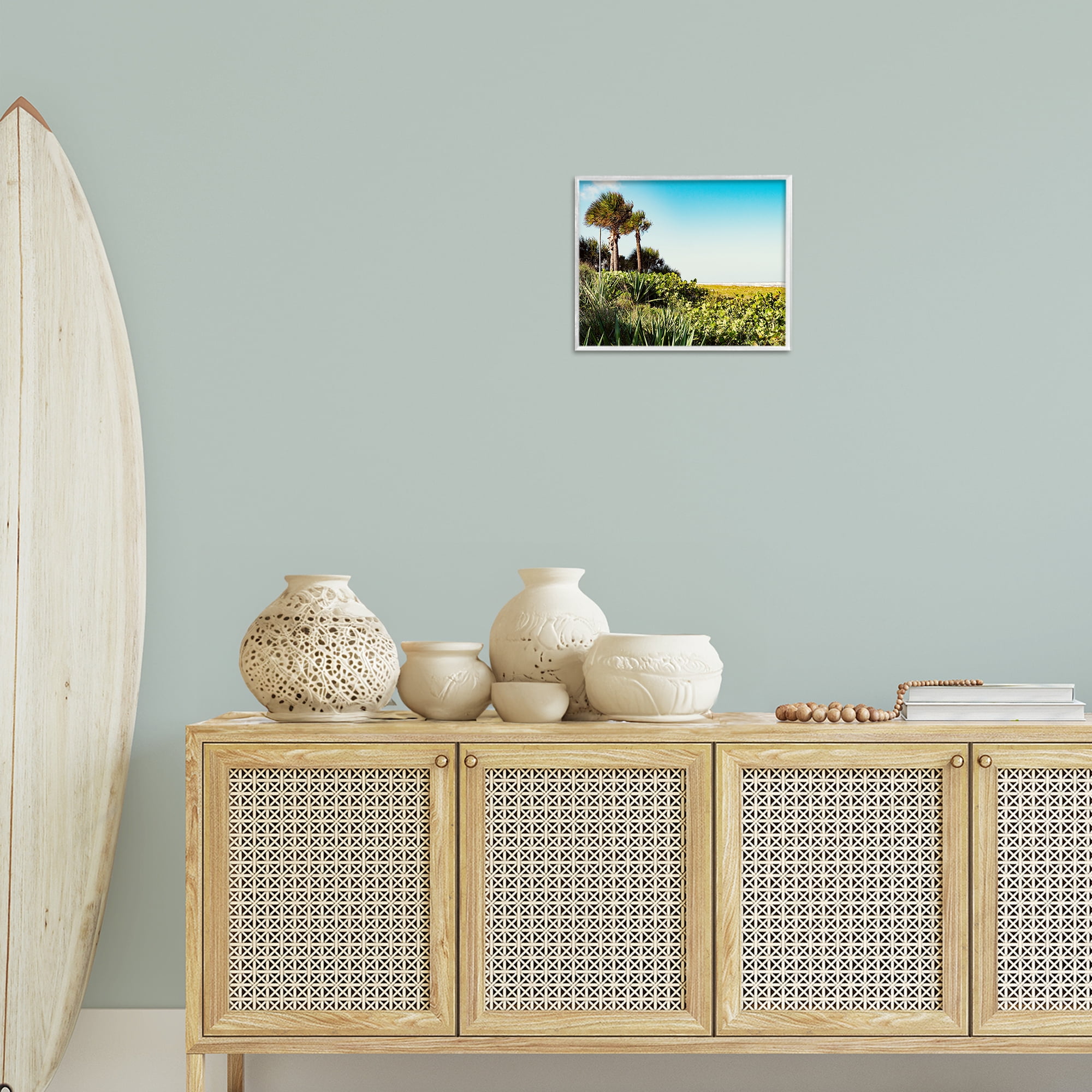 Stupell Industries Lush Tropical Shoreline Landscape Photography White Framed Art Print Wall Art, 14 x 11