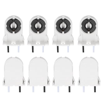 PATIKIL 50-Pack T8 Non-Shunted Lamp Holders – G13 Tombstone Sockets For LED Fluorescent Tube Replacements (White/Black, PC Material)