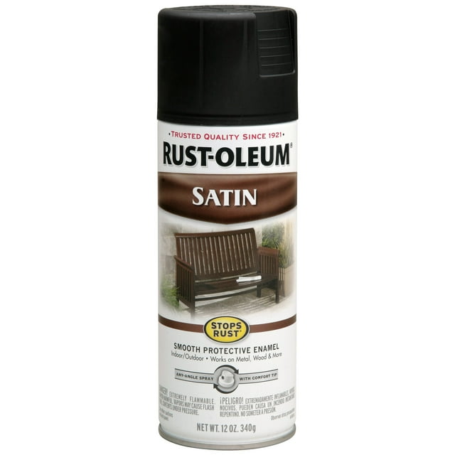 Pintura en aerosol Rust-Oleum, 12 onzas, esmalte negro satinado, juego de 6
