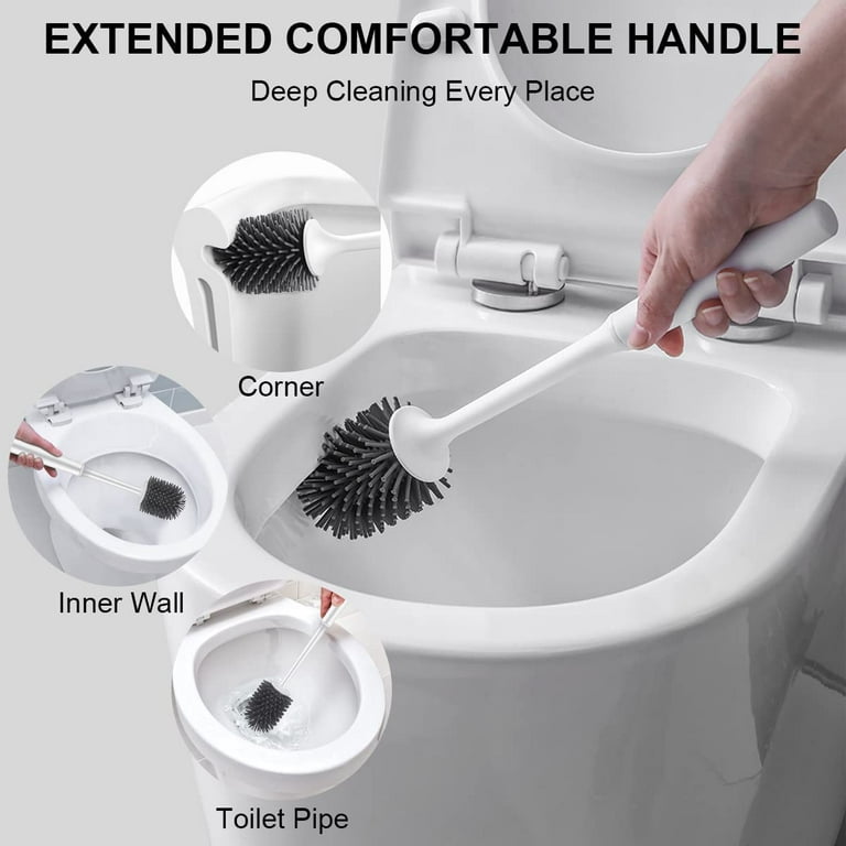 WarmthandFish Silicone Toilet Brush,Toilet Brush With Soap Dispenser, Soft  Silicone Bristle Clean Toilet Corner Easily, Floor Standing & Wall Mounted  Without Drilling For Bathroom 