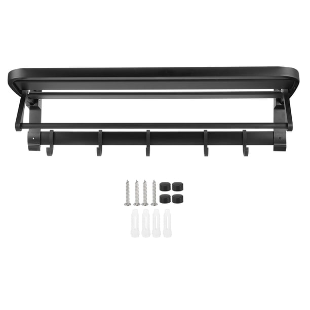 Toallero de aluminio para pared, plegable, para baño, color negro