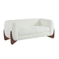 thumbnail image 2 of Nisant Modern Upholstered Boucle Loveseat, Birch Wood Frame, Beige + Brown, 2 of 9