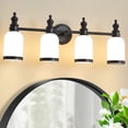 thumbnail image 2 of Bathroom Vanity Light Over Mirror, 4 Light Matte Black Bathroom Light Fixtures with Frosted Milk Glass, Modern Vanity Lighting Wall Mount, 2 of 7