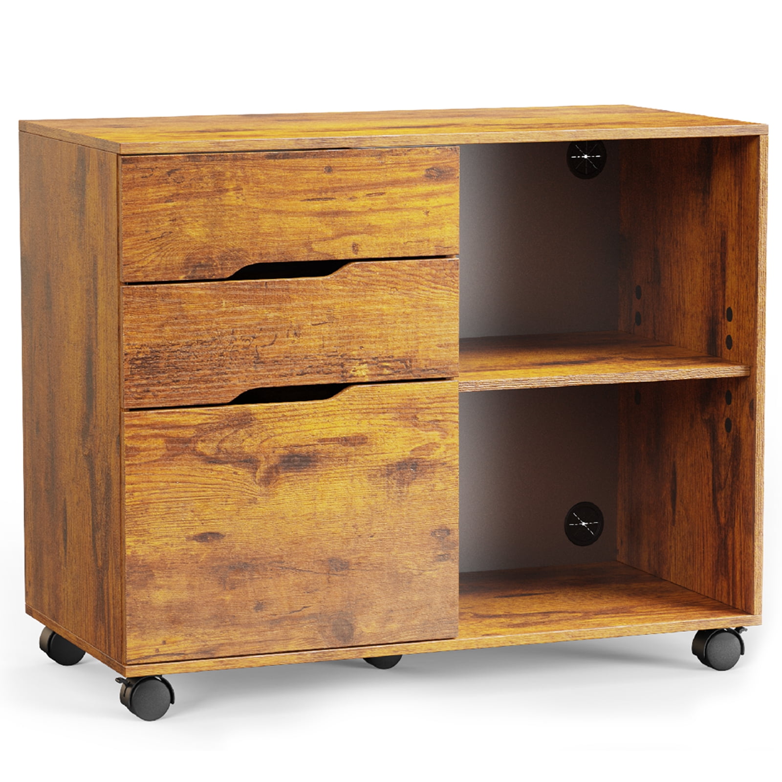 CONCETTA 3 Drawer Mobile File Cabinet with Lock, Under Desk File Storage for Home Office, Rust