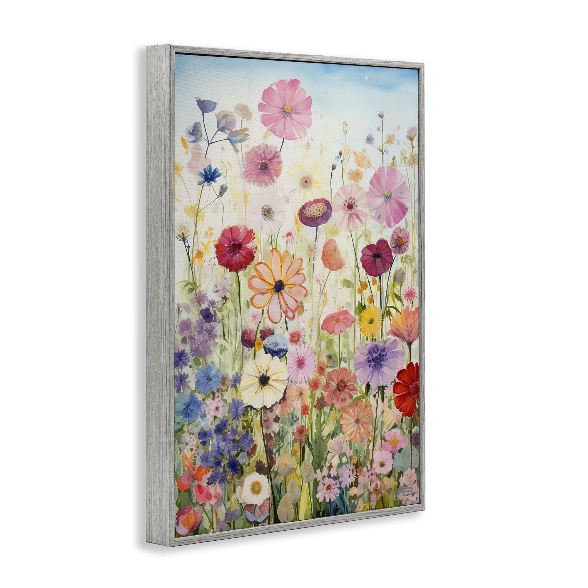 Stupell Industries Full Floral Garden Botanical & Floral Painting Gray Framed Art Print Wall Art, 12 x 18