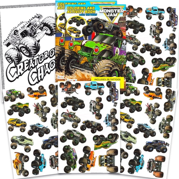 Monster Jam Gravedigger Tattoos Party Favors Set - 50  Gravedigger Temporary Tattoos for Kids, Boys, Girls  | Monster Jam Party Supplies Pack