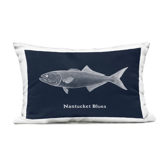 Stupell Industries Nantucket Blues Fish Design by Phillipa Katz Outdoor Printed Pillow