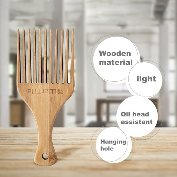 Visland Natural Wooden Bamboo Comb, Portable Staticless Comb Tool for Men Women Detangling Thick Curly Long Hair Beards
