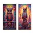 thumbnail image 2 of Designart "Colorful Owl Gaze in Purple and Yellow" Animals Owl Framed Wall Art Set Of 2 - Children's Art Purple Gallery Wall Frame Set For Home Decor, 2 of 6