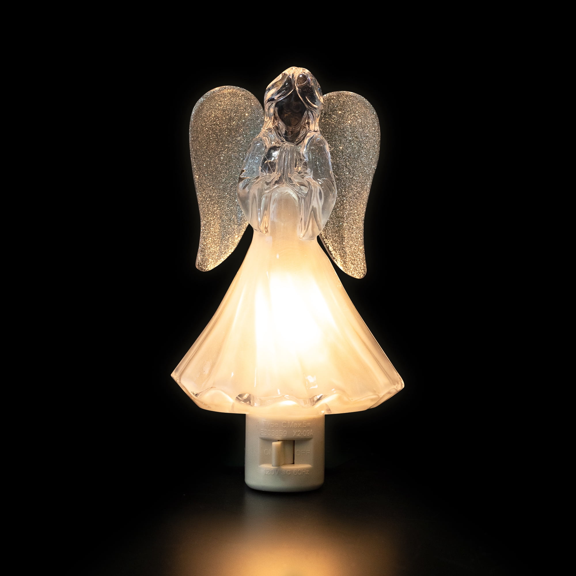 Frosted Angel with Glittered Silver Wings Christmas Night Light - 6.5"