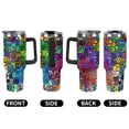 thumbnail image 6 of Geometry Dash 40 Oz Tumbler with Handle And Straw, Stainless Steel Double Wall Vacuum Insulated Coffee Cup Travel Mug for Gym, Outdoors, Commute, Work, 6 of 8