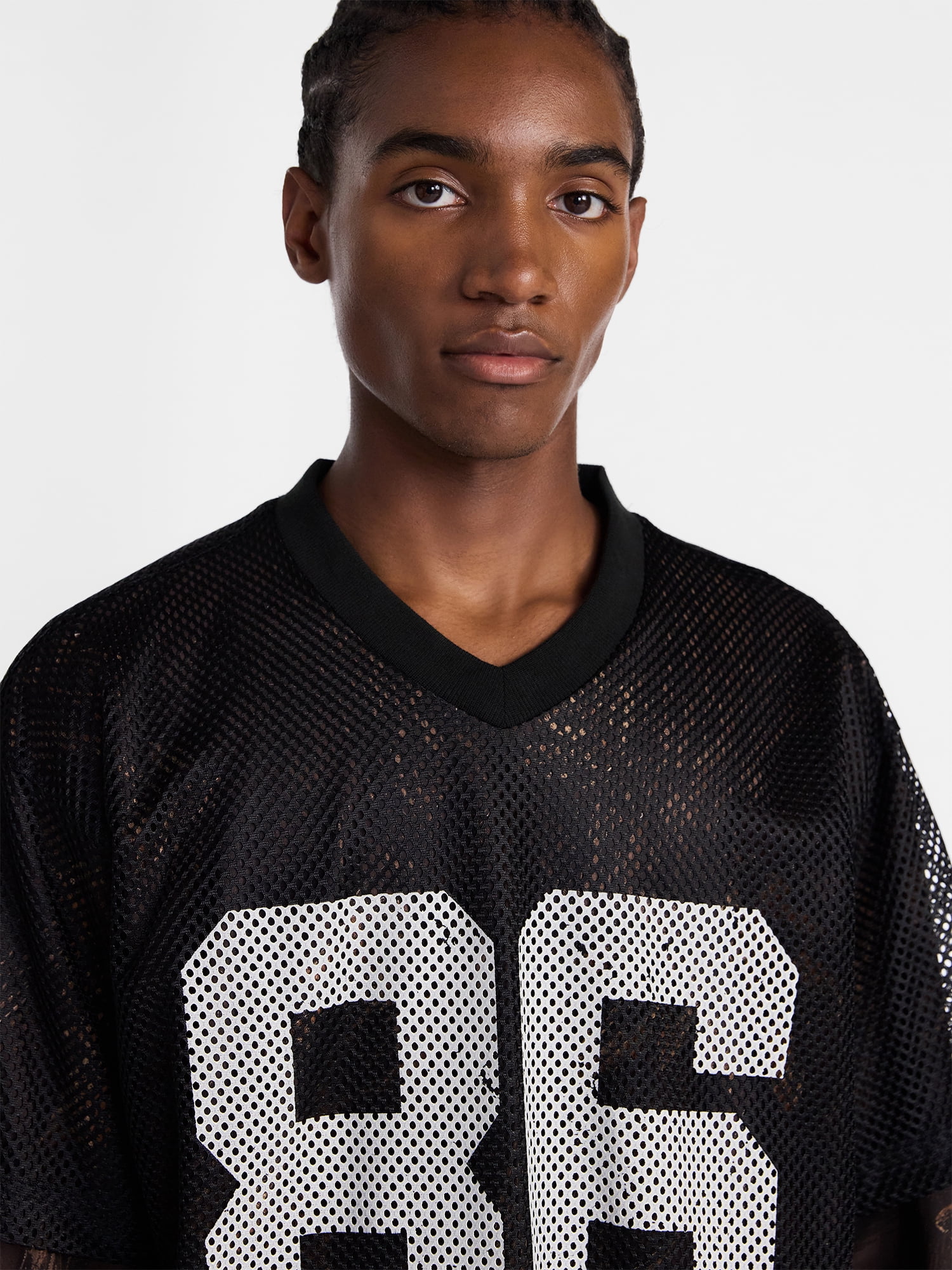 No Boundaries 90s Layered Look Mesh Jersey with Long Sleeves Tee Shirt, Men's XS-5XB