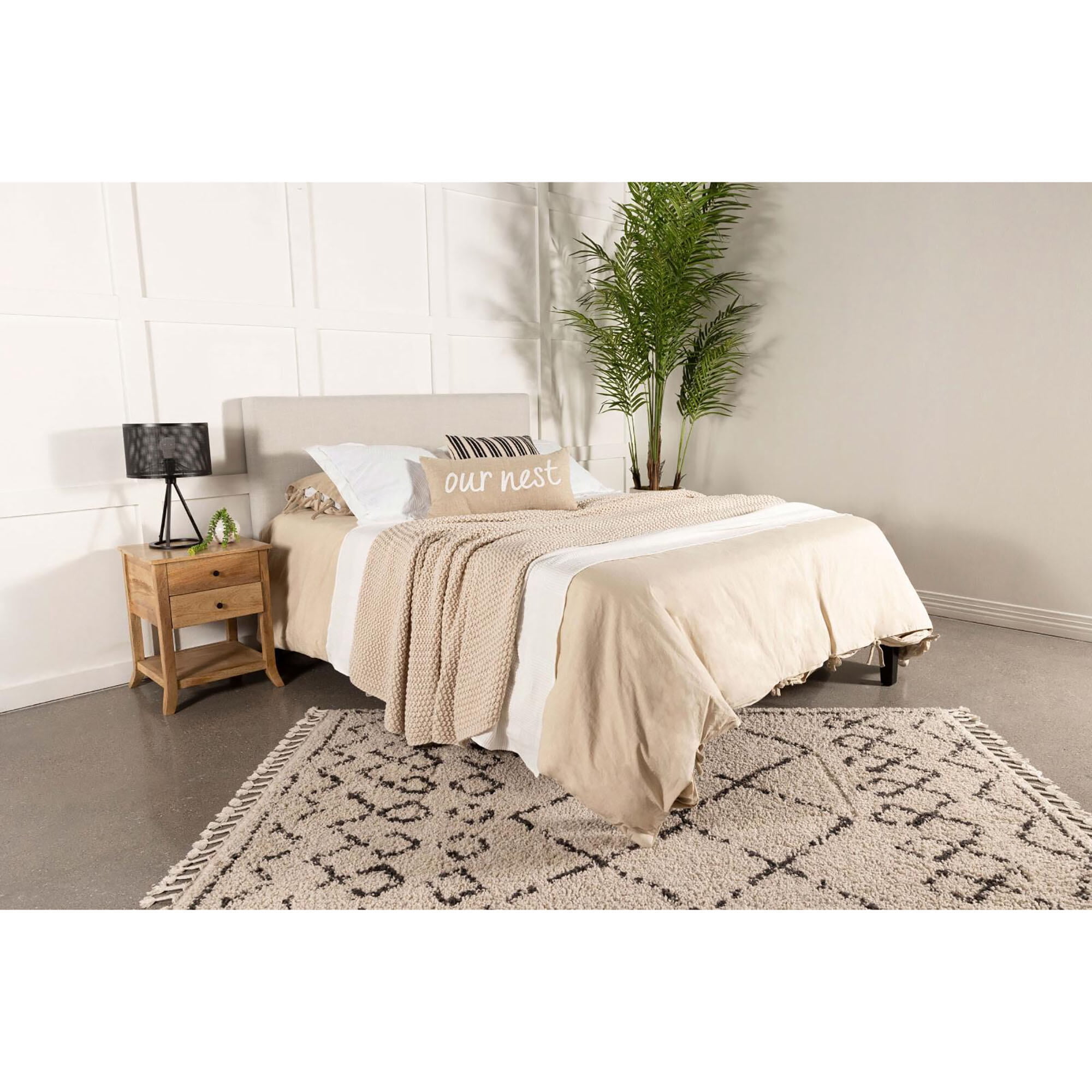 Sand Upholstered Headboard - 65" Wide Queen/Full Headboard with Soft Edges, Ivory Fabric