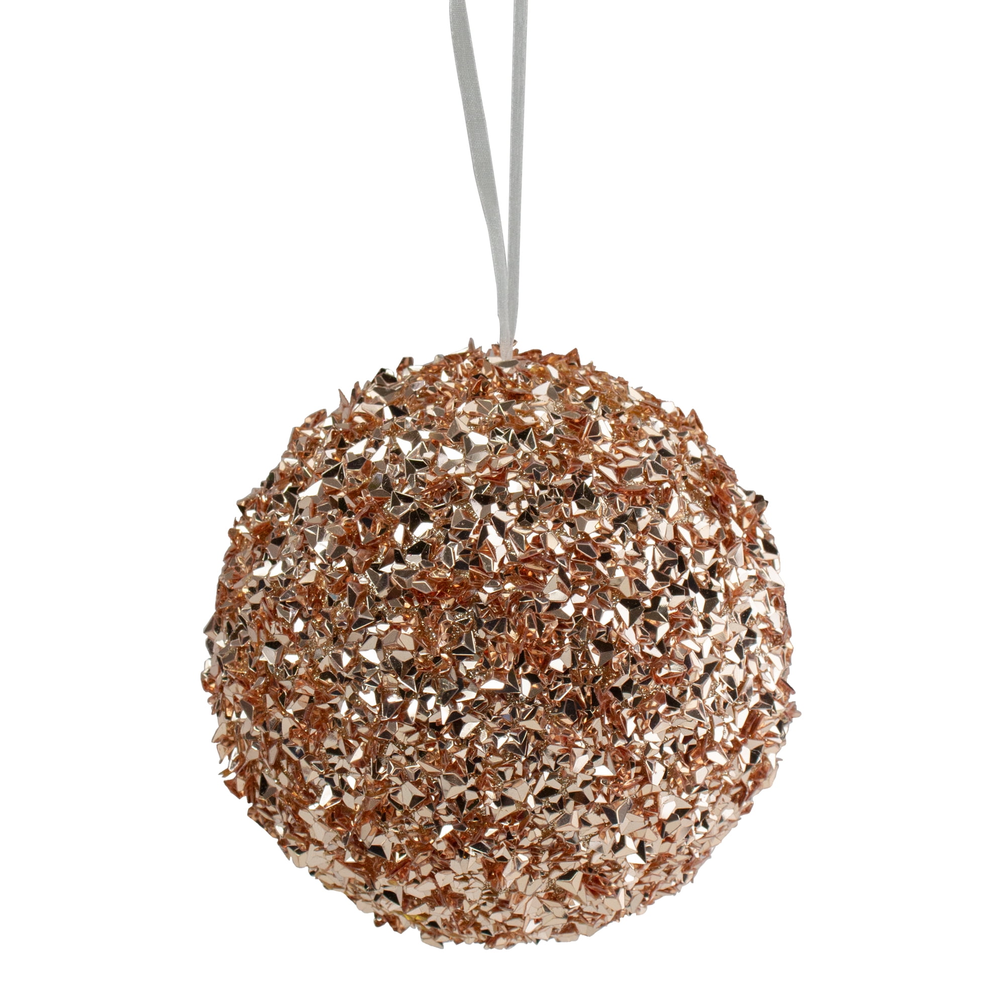 4.75" Rose Gold Glittered Christmas Ball Ornament