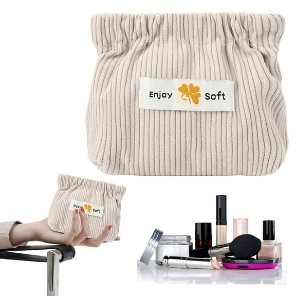 Corduroy Elastic Hair Tie Organizer, Storage Bag, Makeup Pouch, Travel Accessory, 5.11 x 1.96 x 4.72 IN, Milky White, Green, Blue, Coffee, Pink