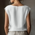 thumbnail image 5 of KIHOUT Women's Lace Trim Round Neck Sleeveless Linen Cotton Blouse Pre-Shrunk Casual Summer Tank Top, 5 of 7