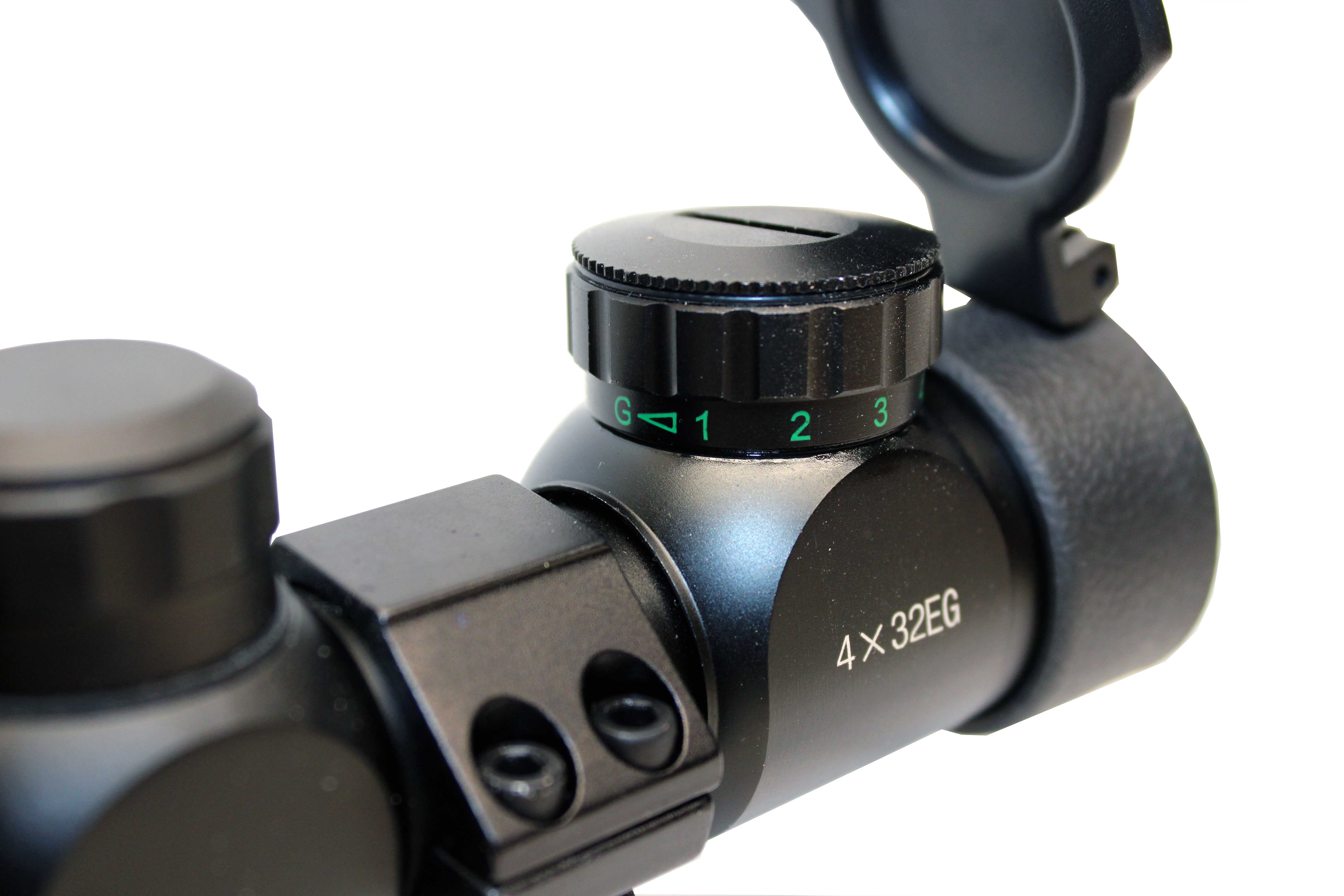 Trinity 4x32 hunting scope Illuminated red green reticle picatinny rail style aluminum black.
