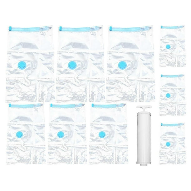 Compression Vacuum Storage Bags with Hand Pump – Reusable Space Saving Solution for Clothes, Bedding, Pillows, Travel, Camping, and Home Organization