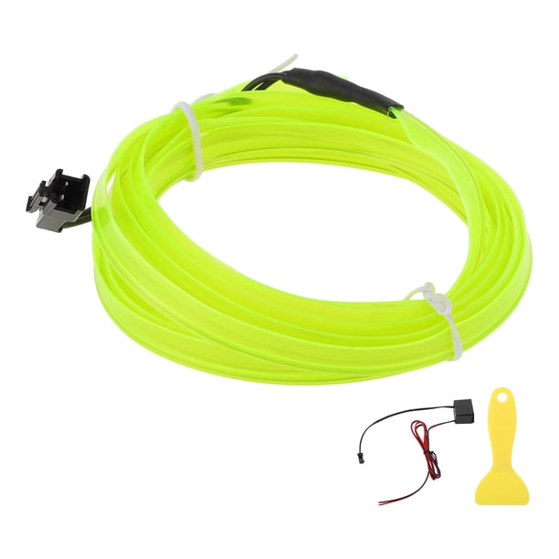 Cuerda de luz LED EL de 2m Unique Bargains, tira de luz brillante para decoración de automóviles, controlador de cableado (12v) verde fluorescente