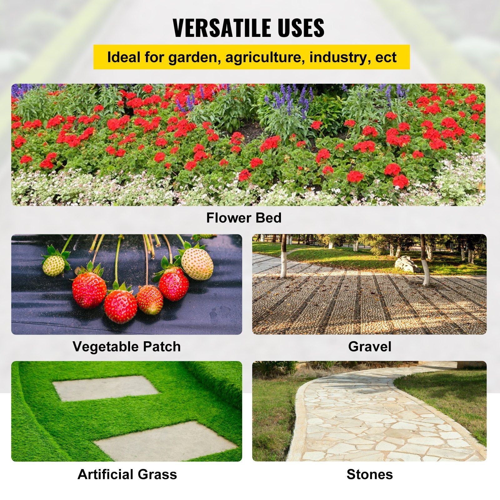 2x3FT 300FT Heavy Duty Weed Barrier Fabric - 2.4OZ Woven Ground Cover, High Permeability for Landscaping & Flower Beds