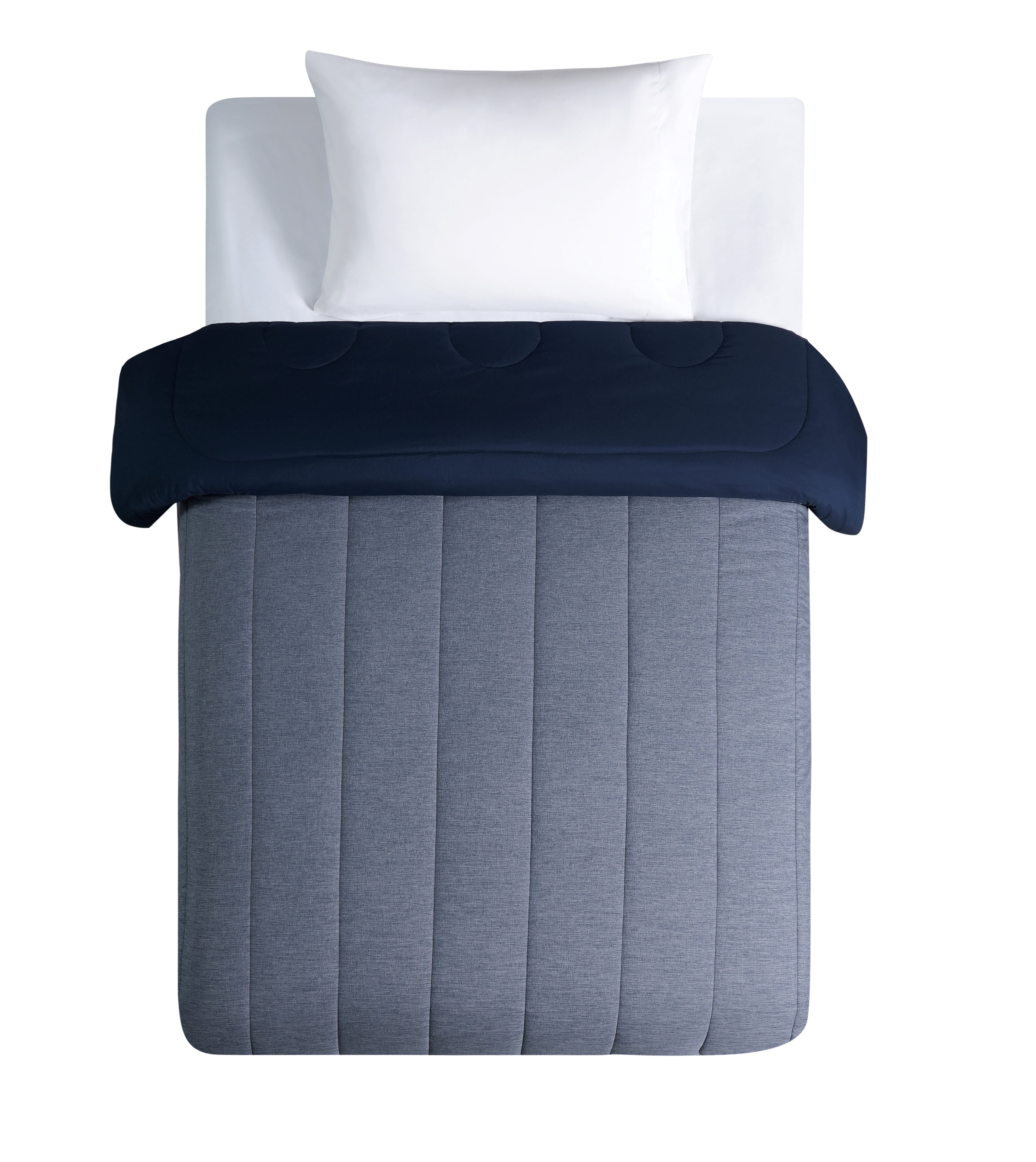 Mainstays Super Soft Microfiber Reversible Comforter, Twin-XL, Navy, 1 Piece