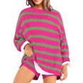 thumbnail image 2 of Two Piece Sets For Women Summer Women's Striped Sweater Set Cozy Oversized Matching Loungewear Top and Shorts Two Piece Outfit, 2 of 9