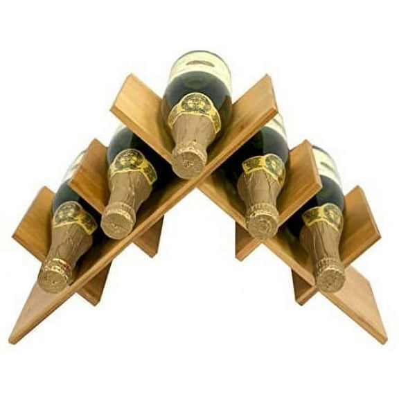 DECOMIL 5 Bottle Cross Style Stackable Modular Wine Rack Wine Storage Rack Solid Bamboo Wine Holder Display Shelves, Wobble-Free (5 Bottle Cross)