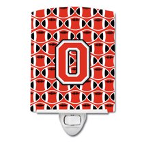 Caroline's Treasures CJ1067-OCNL Letter O Football Scarlet and Grey Ceramic Night Light, 6x4x3", multicolor