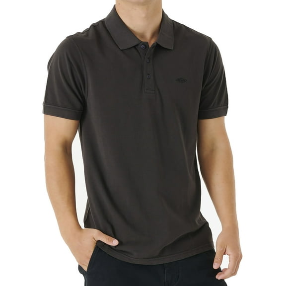 Faded Short Sleeve Polo Shirt [Washed Black]