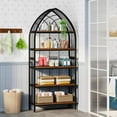 thumbnail image 4 of Tribesigns 5-Tier Indoor Plant Stand, 74.8-Inch Tall Plant Stand, Wood Plant Shelf with Metal Frame for Indoor, Balcony (Rustic Brown & Black), 4 of 7