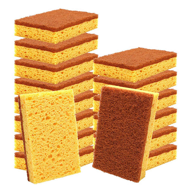 32 Pack,Biodegradable and Compostable Sponges Scouring Pad,Palm Fiber Eco-Friendly Sponge for Kitchen Dishes Cleaning