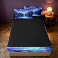 thumbnail image 4 of Homewish Blue Galaxy Zipper Twin Comforter Sets with Fitted Sheet and 2 Pillowcases for Kids Girls, Stars Moon Waterfall Zipper Bedding Set, Black Reversible, 4 of 7