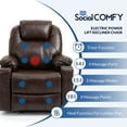 thumbnail image 4 of SOCIALCOMFY Power Lift Recliner Chair for Elderly, Heavy Duty Lift Chair with Heat and Massage, Faux Leather Recliner Chair with 2 Remote Controls, Cup Holders, Side Pockets & USB Ports (Brown), 4 of 7