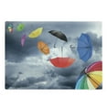thumbnail image 1 of Colorful Cutting Board, Parasols on Foreground of Dark Cumulus Rain Clouds Windy Stormy Day Shield Image, Decorative Tempered Glass Cutting and Serving Board, Large Size, Multicolor, by Ambesonne, 1 of 1