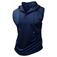 thumbnail image 3 of FRSASU Men's Workout Hooded Tank Tops Summer Sleeveless Drawstring Gym Bodybuilding Cut off Henley Shirts Dark Blue, 3 of 8