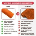 thumbnail image 4 of ELW Premium Suede Cowhide 2-4 oz 1-1.6mm - Soft Full Grain Pre-Cut Side Leather - 2-4 SQ FT 2 PCS,Orange - USA Made Silky Buffed Suede Fabric Leather for Car Upholstery, Crafts Garments, Furniture, 4 of 9