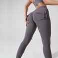 thumbnail image 7 of Topvent Women Pants Summer Butt Lifting Leggings With Pockets For Women Stretch Cargo Leggings High Waist Workout Running Pants Dark Gray S, 7 of 7