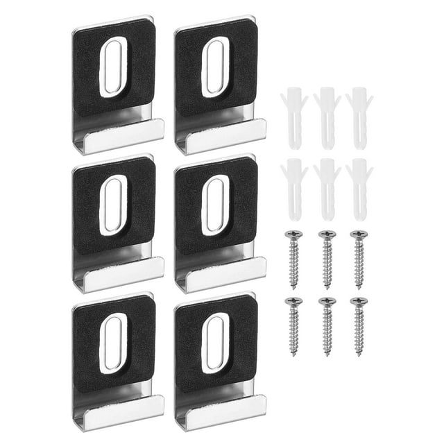 6Pcs Metal Mirror Holder Clips, Large Mirror Hangers with Rubber Pads, Silver